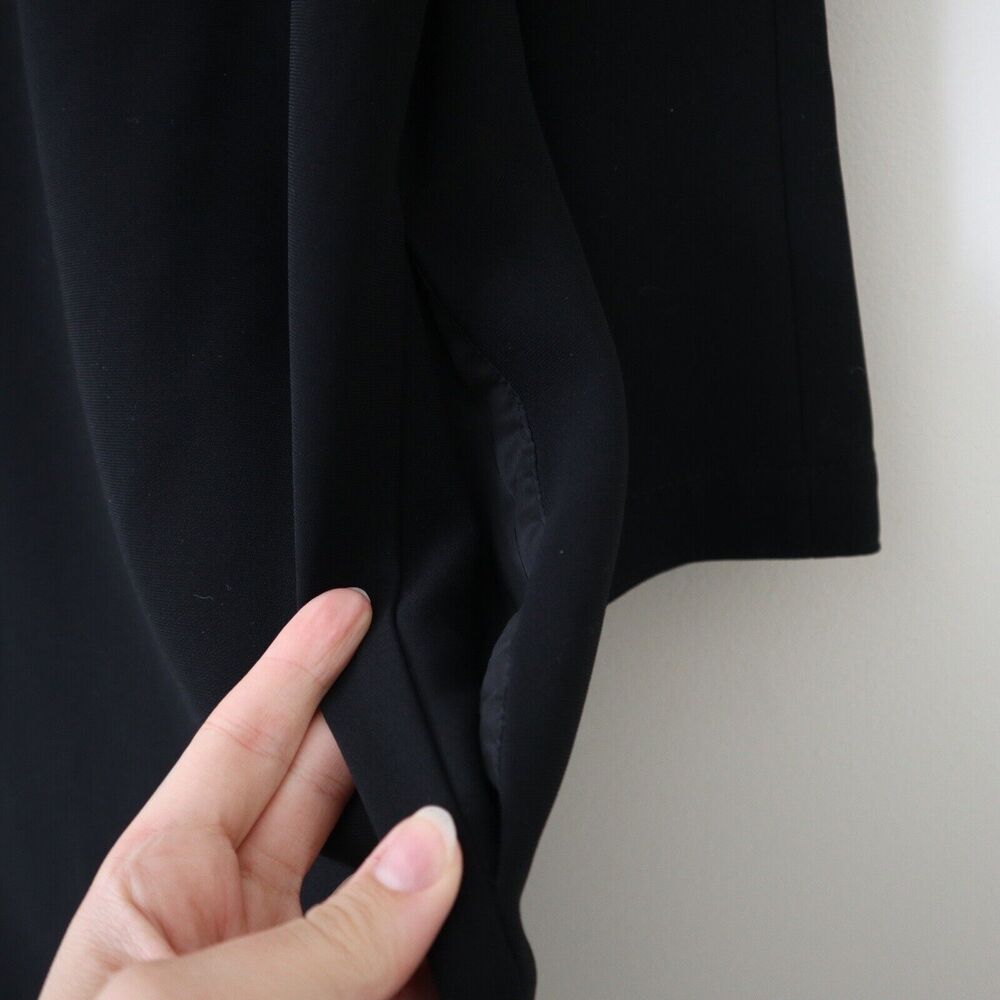 Theory Size L Maxyne Crepe Shift Dress Raglan 3/4 Sleeve Black - Picture 7 of 10